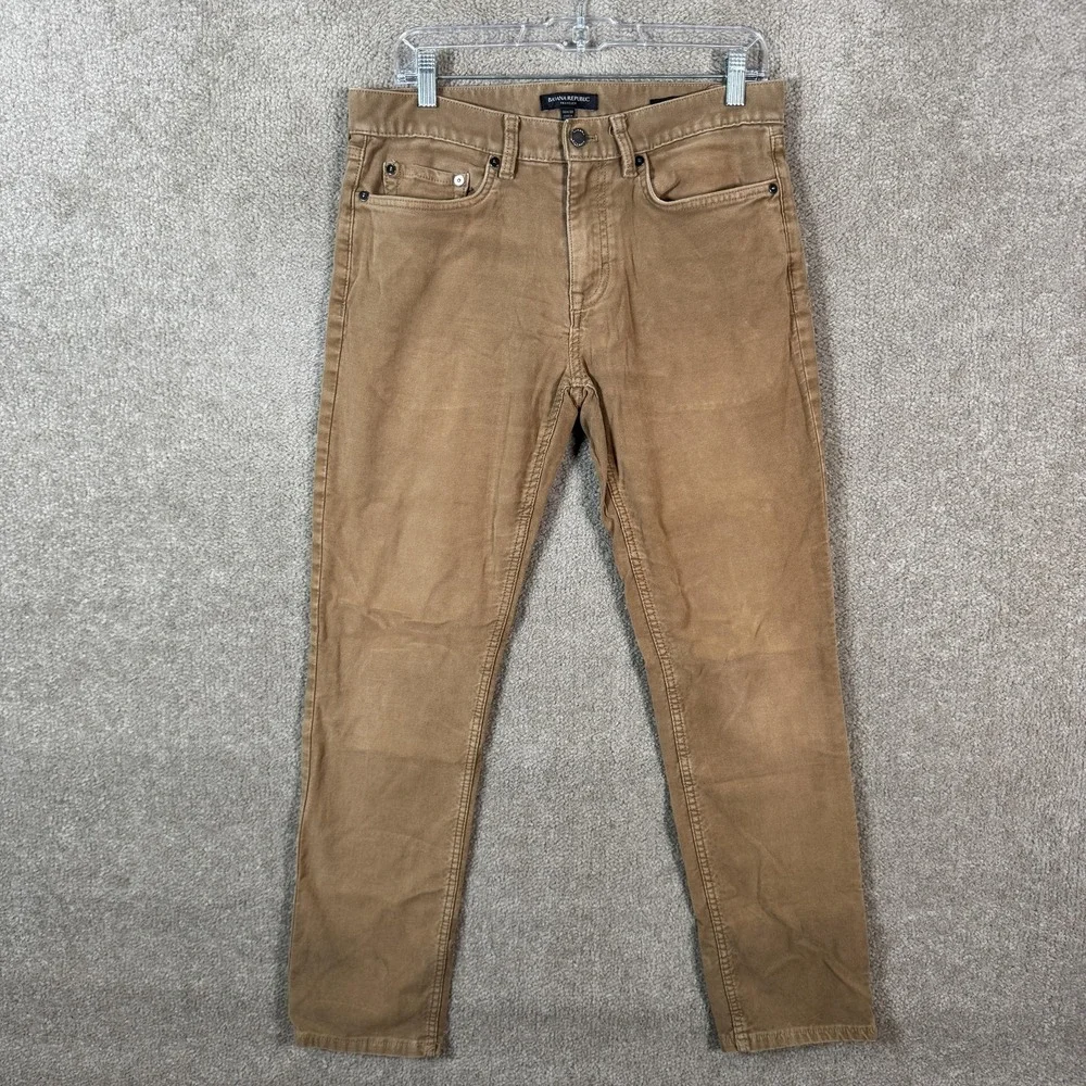 Banana Republic Traveler Jeans Mens 30x28 Brown Slim Tapered Stretch Denim